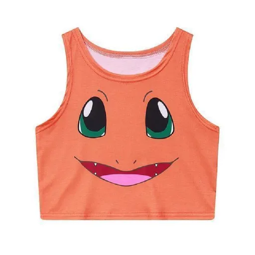 Hod Health & Home Pocket Monster Crop Tops - Tan - Charmander