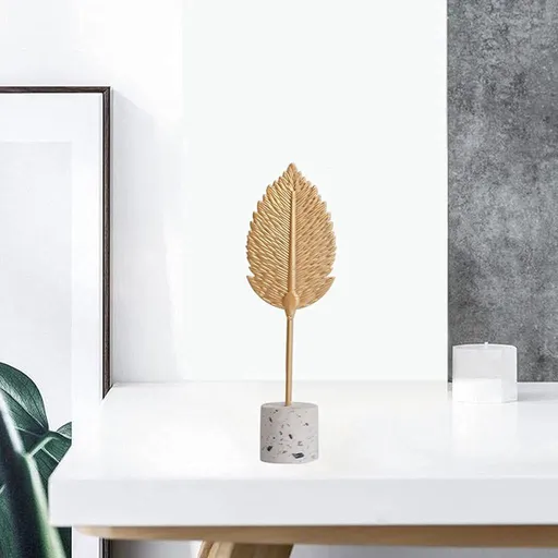 Metal Leaf Statue Iron Art Sculpture Desktop Ornaments Leaf Sculpture for Home Porch Office Decoration - Size S