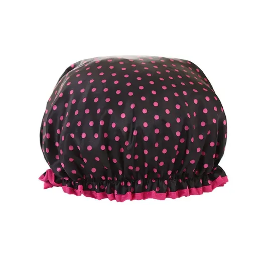 Woman Shower Cap Reusable Long Hair Large Turban Bathroom Waterproof Hair Cap - Black Background