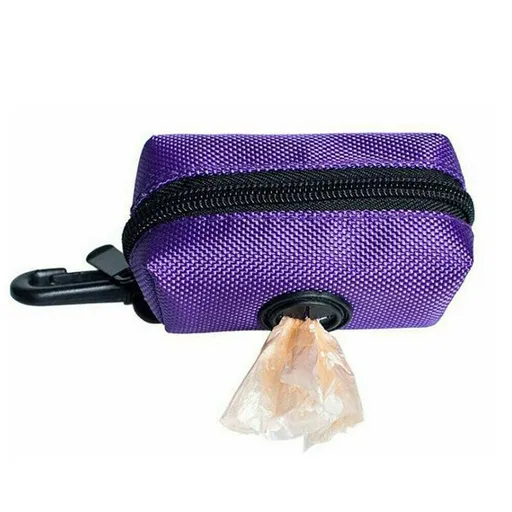Dog Poop Bag Holder Pet Puppy Garbage Waste Pick Up Bags Dispenser Pouch Outdoor - Purple