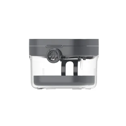 Gray Portable Retainer Cleaning Case - Multifunctional Aligner and Denture Soaking Container with Drain Tray, Mirror, Cleaning Brush and Travel Storage