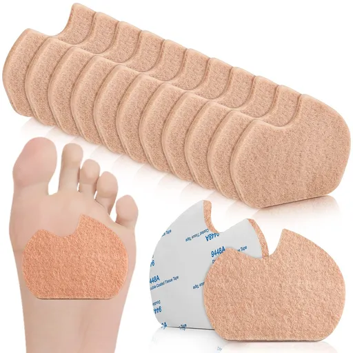 24 Pieces Foot Pads for Dancer Sesamoiditis Pads for Ball of feet Pain Felt Forefoot Cushion Pads - Foot Cushion Pads (Beige)
