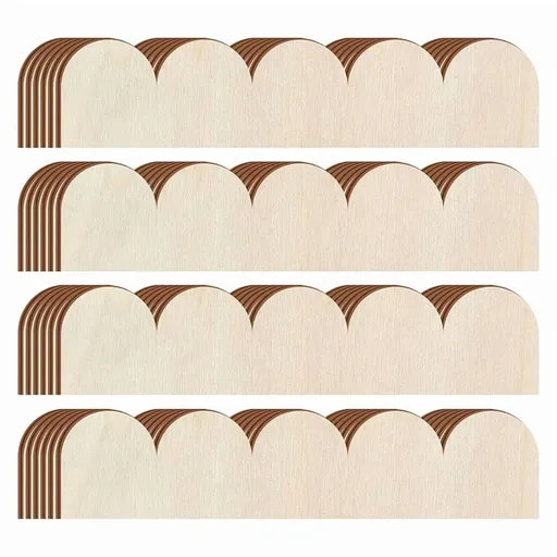 24-Pack Unfinished Scalloped Wood Trim for DIY Home Decor Projects (15.75 X 3.54 Inch)