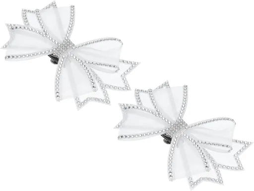 Rhinestone Shoe Clips, 1 Pair Detachable Classic Fashion Sparkling Bow Heels Accessories Decoration for Wedding Bridal Party Daily Wearing White -
