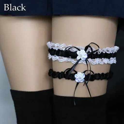 House Of Dasein Ruffled Garter Belt Set Lingerie Women - Black