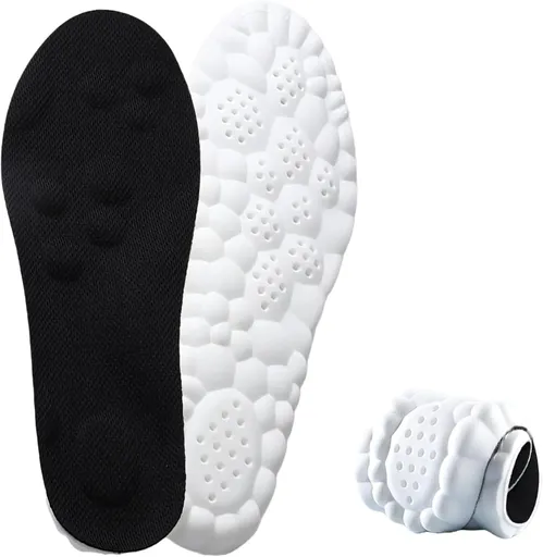 2026 New Steppers Insoles for Men & Women, 4d Memory Foam Cloud with Insole for Foot & Joint Support All-Day Comfort Insoles (10.5,Orange) Black