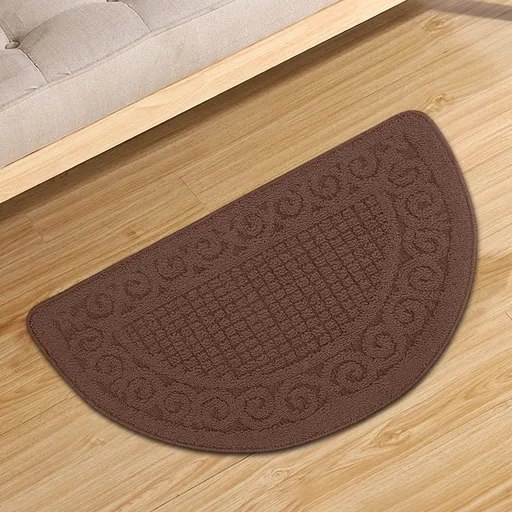 Entrance Semicircular Floor Mat, Non-Slip Outdoor and Indoor Carpet with Moisture-Proof Backing, Polyester Fabric for Safety and, Coffee