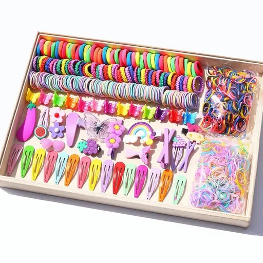 844-Piece Hair Accessories Set with Colorful Clips and Scrunchies for Girls, Perfect for All Occasions