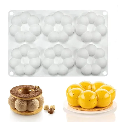 Silicone Mold Flower Shaped Silicone Donut Molds, Baking Pans, 6-Cavity Reusable Cake Maker Cookie Tray for Kitchen, Dishwasher