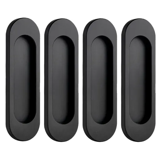Self-Stick Oval Sliding Door Pulls, 4pcs Aluminum Alloy Flush Pull Punch-Free Handle for Sliding Barn Door Windows Cabinets