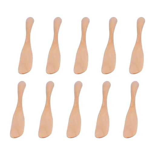 10pcs Wooden Dinner Knife Cheese Spreader Cake Knife Reusable Dinnerware Kitchen Gadgets for Home Kitchen Picnic RestaurantLight Color