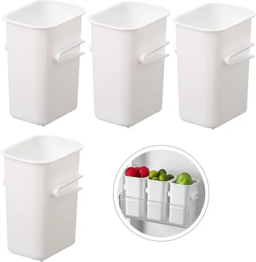 Refrigerator Organizer - 4-Piece Storage Box - Refrigerator Side Door Organizer - Kitchen Organizers - Refrigerator Storage Bins - Refrigerator Trays - Storage Box - Home Kitchen Organizer - Refrigerator Trays - Kitchen Cabinet Organizer - White
