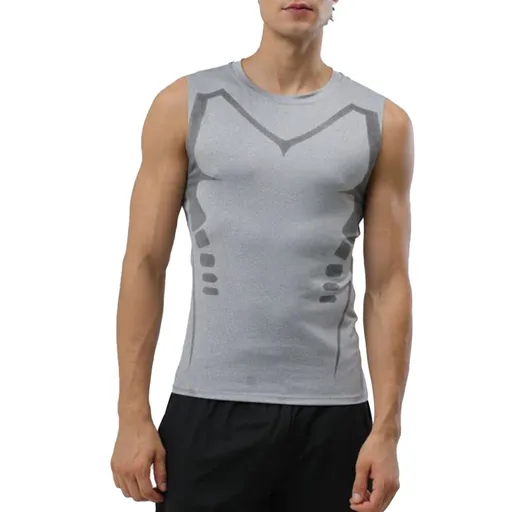 Men Tank Top Gray Quick Dry Thin Breathable Sleeveless Workout T Shirt for Fitness Exercise S