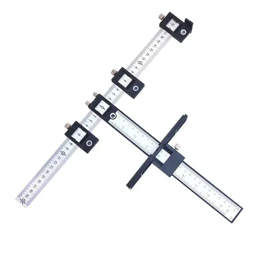 Furniture Carpentry Drill Guide Punch Locator Woodworking Hole Locator Ruler - Black