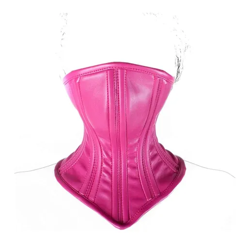 House Of Dasein White Pink Leather Neck Corset Mask Bdsm Submissive - Rose