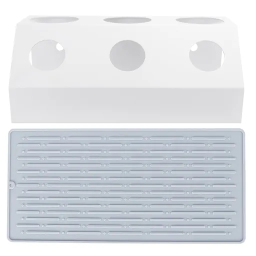 Soda Bottle Drainer Tabletop 3 Holes Bottles Draining Rack with Pad for Kitchen Dining RoomWhite