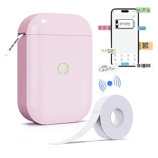 Portale Label Printer Wireless Bluetooth Label Maker Machine with Label Paper Pink