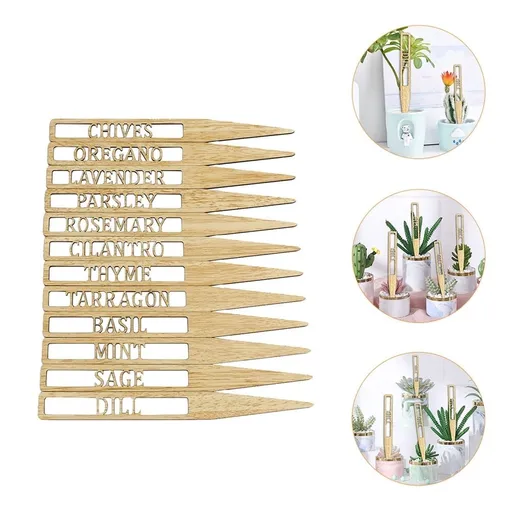 Gardeners Labels Garden Wood Khaki 12Pcs 10X1In