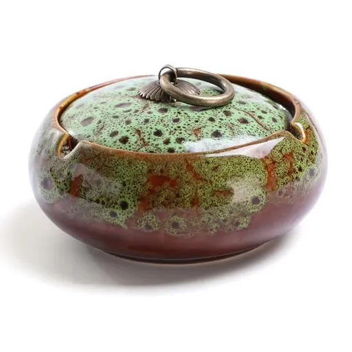 Round Ceramic Ashtray Living Room Anti Fly Ash With Lid Ashtray Cigar Ashtrays Home Decoration Accessories