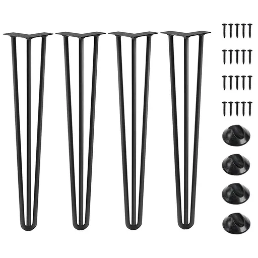 22'' Hairpin Legs 3-Rod Black Steel Mid Century for Coffee Table&Chair,Home DIY Furniture Projects(Set of 4)