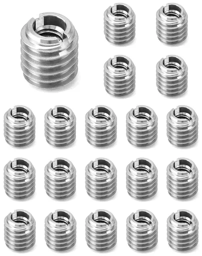 Stainless Steel Threaded Insert for Hard-Wood, 1/4-20 Internal Threads 20 Pack 5/8" Long Nut Inserts for Hardwoods, Softwoods, Plywood and Composites