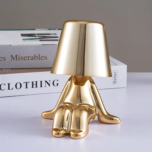 Bedside Touch Control Table Lamp,Creative Little Golden Man Decorative Thinker Statue LED Desk Lamp,USB Charging 3Level Brightness