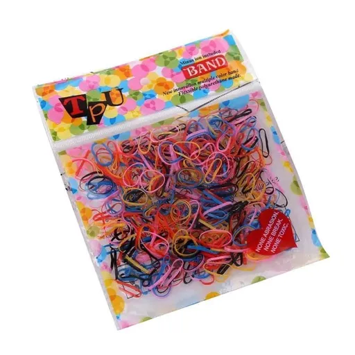 400pcs Small Elastic Rubber Band Hair Ties Multi Colour Black Ponytail Holders - Colourful