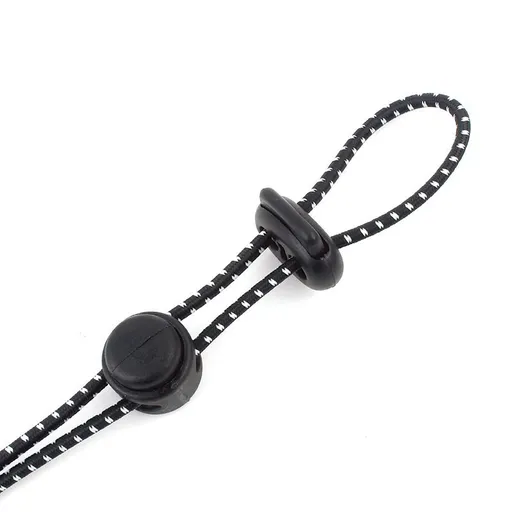 2Pcs Securing Rope Buckle Climbing Stick Elastic Rope Buckle for Mountaineering Backpack Hiking Stick (Black)