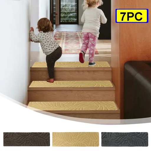 Stair Treads for Wooden Steps, Soft Stair Treads, 8 x 30 Inch Reusable Carpet Stair Treads, Washable Stair Runners for Wooden Steps Non Slip Stair Rugs #7_Beige
