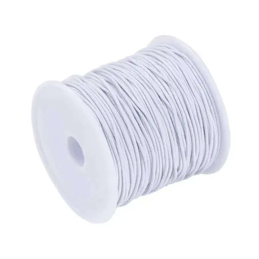 50m White Nylon Covered Elastic Thread, 0.6mm