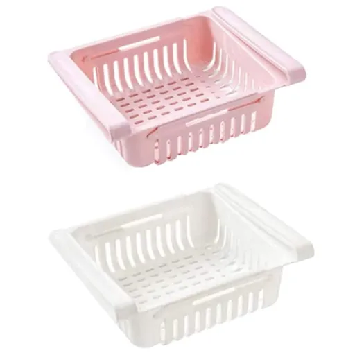 2 pcs Fridge Drawer Organizer, Retractable Refrigerator Storage Box, Food Fresh-keeping Classified Organizer Container Pull Out