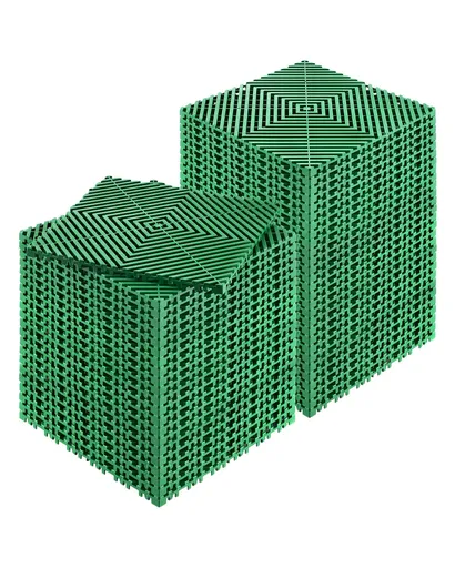 Interlocking Drainage Mat, 50 Pcs Modular Interlocking Cushion, 31 x 31 cm Splicing Drainage Mats, Non-Slip Green PP Drainage Floor Tile and Shower Mat, for Garage, Garden, Kitchen & Outdoor