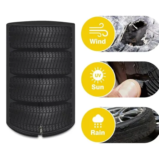 4 Pack Car Tire Covers Waterproof Cloth Winter Storage 25.6-47.2in Heavy Duty Polyester Adjustable Drawstring Windproof Outdoor Protection Dustproof RV SUV