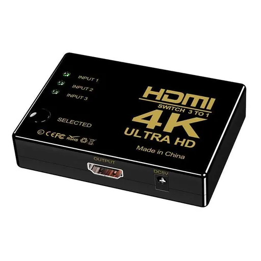HDMI Switch Splitter 3-in-1 5-in-1 or 1-in-2 1080p 4K Manual or Remote Options - 3 in 1 Switch 4K Remote IR