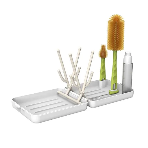 Travel Bottle Cleaner Kit with Extendable Silicone Brush Nipple Brush Soap Dispenser Drying Rack Organizer Box