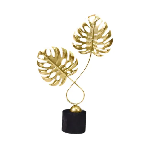 Metal Figurine Leaf Statue Crafts Collectible Birthday Gift Ornament Sculpture for Cabinet Office Hallway Bedroom Bookshelf