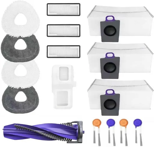 Accessories Kit for Narwal Freo Z10 Ultra/Narwal Freo Z10 Robot Vacuum Cleaner, 1 Main Roller Brush, 3 Dust Bags, 3 Hepa Filters, 4 Mop Pads, 4 Side Brushes