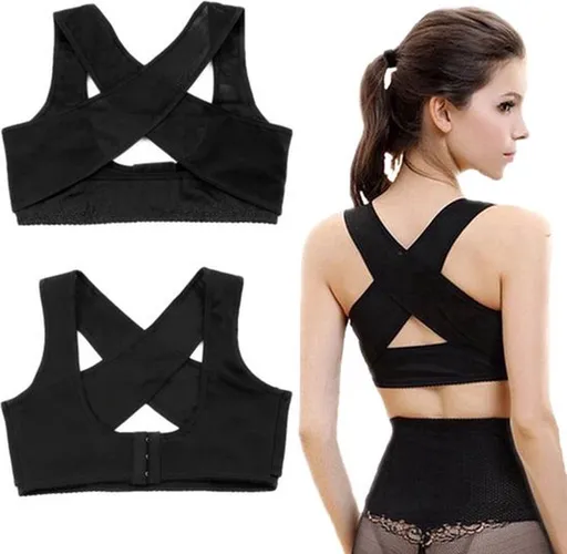 Women's Back Brace | Back Band | Posture Corrector | Elastic Brace | Back Corrector | Posture Correction | For Back Pain | Corrector | Size MI Black
