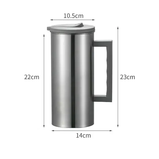 Grey 1.8L Stainless Steel Cold Water Pitcher – Large Capacity Jug for Coffee, Juice, and Beverages in Modern Kitchens