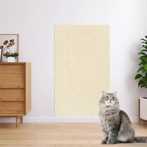 40 x 100 CM Beige Self-Adhesive Cuttable Cat Scratching Mat - Durable Wall Climber / Floor Nest Pad / Furniture Protector for Cats & Dogs