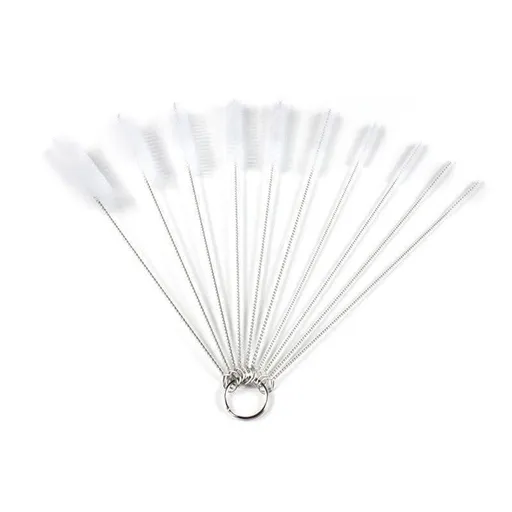 10Pcs Nylon Straw Brush Cleaner Bottle Tube Pipe Small Long Cleaning - White