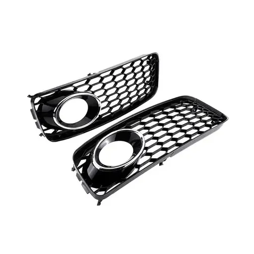 1 Pair Front Bumper Fog Light Grilles, ABS Direct Fit Replacements for Audi A5, S5 B8 and RS5 2008-2012, Silver Plated