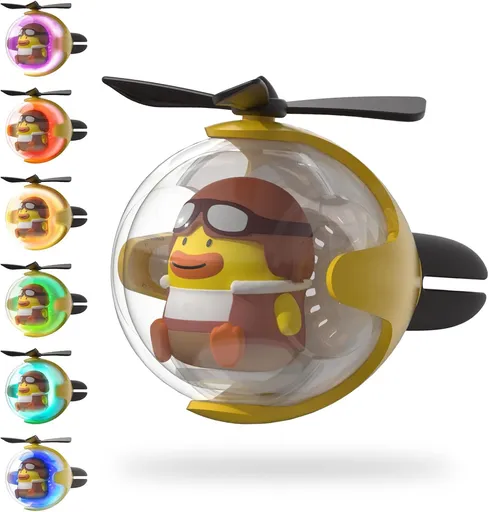 Yellow Duck Car Air Freshener with 6-Color Auto Light Up & 4 Scented Replacements Tablets – Light Scent, Decorative Auto Accessories, Cute Mother's Day and Father's Day Small Gift