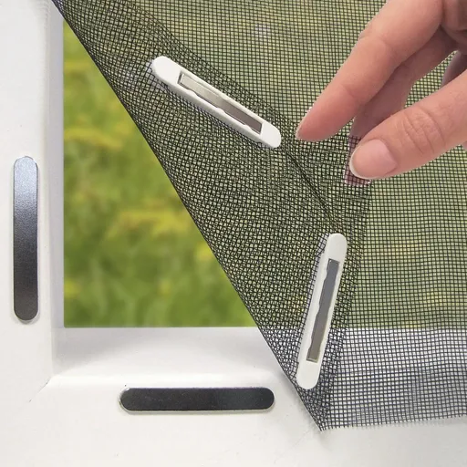 Magnetic Window Fly Screen, Self-Adhesive, Cut to Size, No Drilling Required, Black, 150 x 130 cm