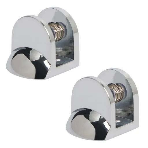 Glass Shelf Bracket, Adjustable Glass Clips Glass Clamp Brackets, Polished Finish Zinc Alloy Silver, 2 PCS