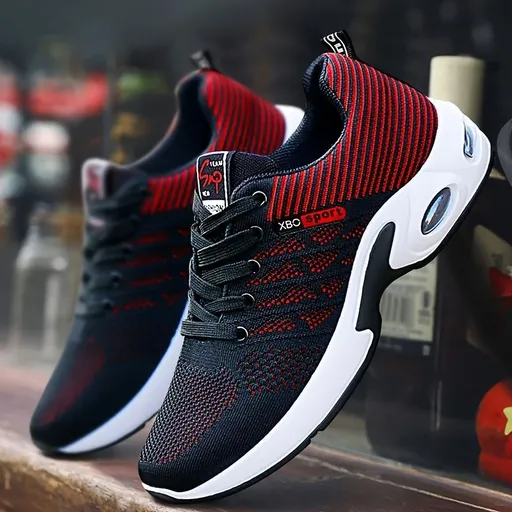 Men's Fashion Sneakers with Breathable Mesh and Cushioned Sole - Red - Size 8(AU8/EU41)