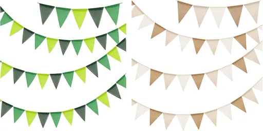 Pre-Strung Burlap Pennant Banners, 39Ft Colorful Fabric Triangle Flag Bunting, 36-Piece Pennant Banner Flag Garland for Birthday, Holiday, and Theme Party Decorations