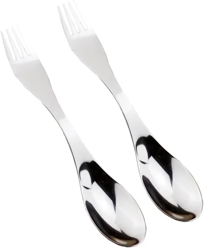 4 Pcs Camping Spoon Fork Camping Spork Dinner Fork Metal Serving Spoons Metal Spork Camping Flatware Camping Silverware Stainless