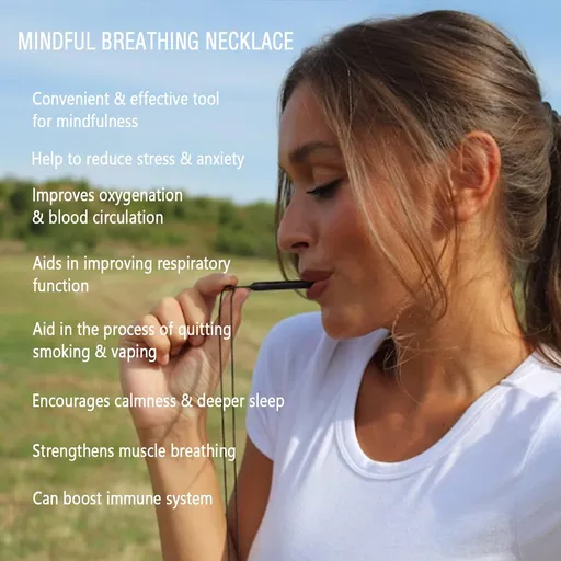 Stainless Steel Breathing Necklace,Strong Chain - Breathing Necklace for Breathwork,Anxiety Stress Relief Meditation Tools