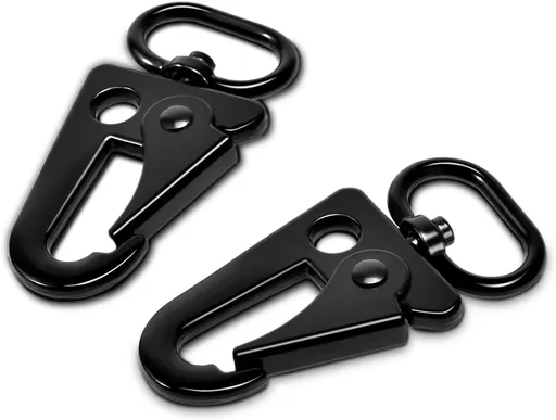6 Pack Paracord Lanyard Accessories 3/4" Rifle Sling Clips Metal Swivel Snap Hook Keychain Carabiner Key Chain for Keyrings (Black)
